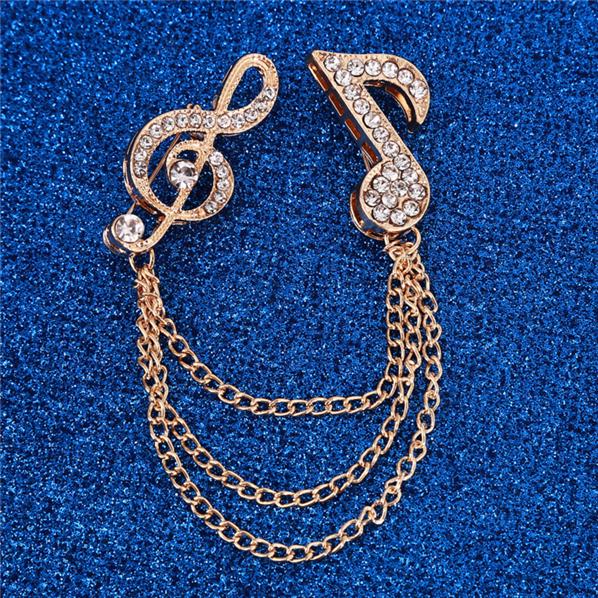 Аксессуары для костюмов Элегантные броши с подвесками из страз, брошь с музыкальным символом, булавки для воротника с кисточками, изысканные элегантные женские универсальные украшения