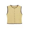 Kaslead New Women clothes Western Style Fashion Patchwork round Neck Sleeveless Knitted Top 5802030