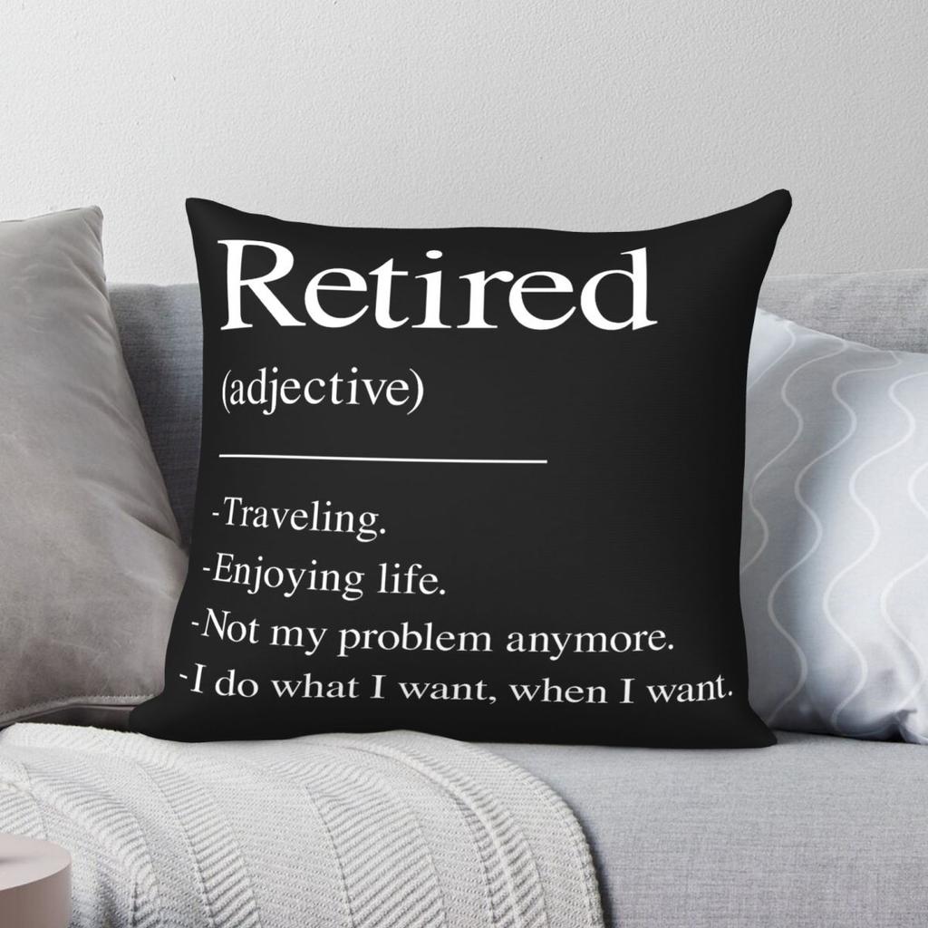 Retired Funny Definition Square Pillowcase Polyester Linen Velvet Creative Zip Decor Throw Pillow Case Room Cushion Cover