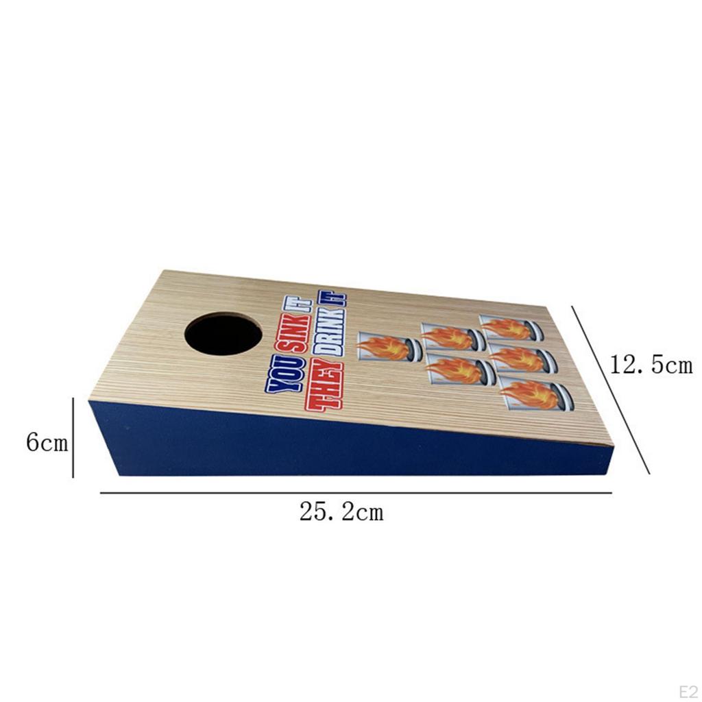 Cornhole Toss Party Drinking Game Early Educational Toys with 4 Cups Sandbag Throw Wooden
