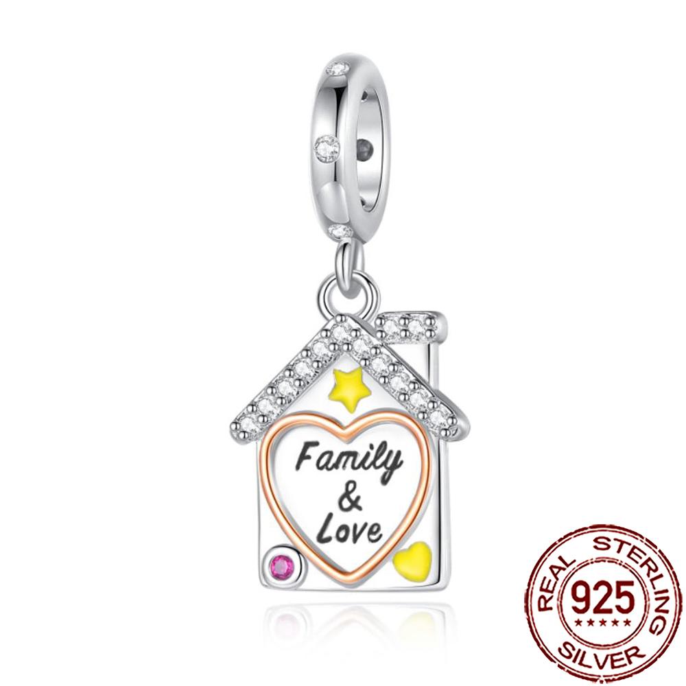 New Charms 925 Silver Sister Daughter Mum Mother Family Love Heart Beads Fit Origina Bracelet Necklace DIY Jewelry