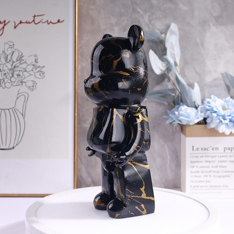 Black Gold Violent Bear Sculpture Water Transfer Resin Violent Bear Ornament Bedroom Living Room Study Decorative Piece