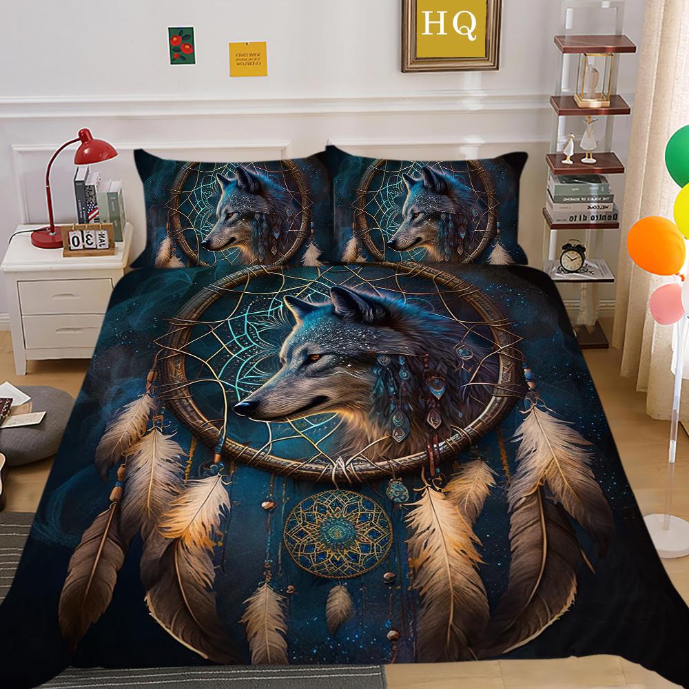 Одеяло с принтом волка, комплект постельного белья из микрофибры королевского размера, чехол для мальчиков-подростков, высококачественный домашний текстиль