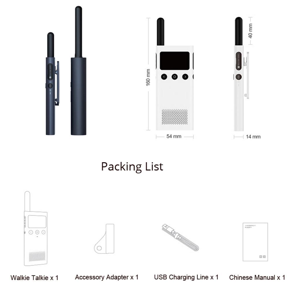 Xiaomi Mijia Smart Walkie Talkie 1S с FM-радиодинамиком, управление через приложение для смартфона, Bluetooth, обмен местоположением, быстрый командный разговор на открытом воздухе