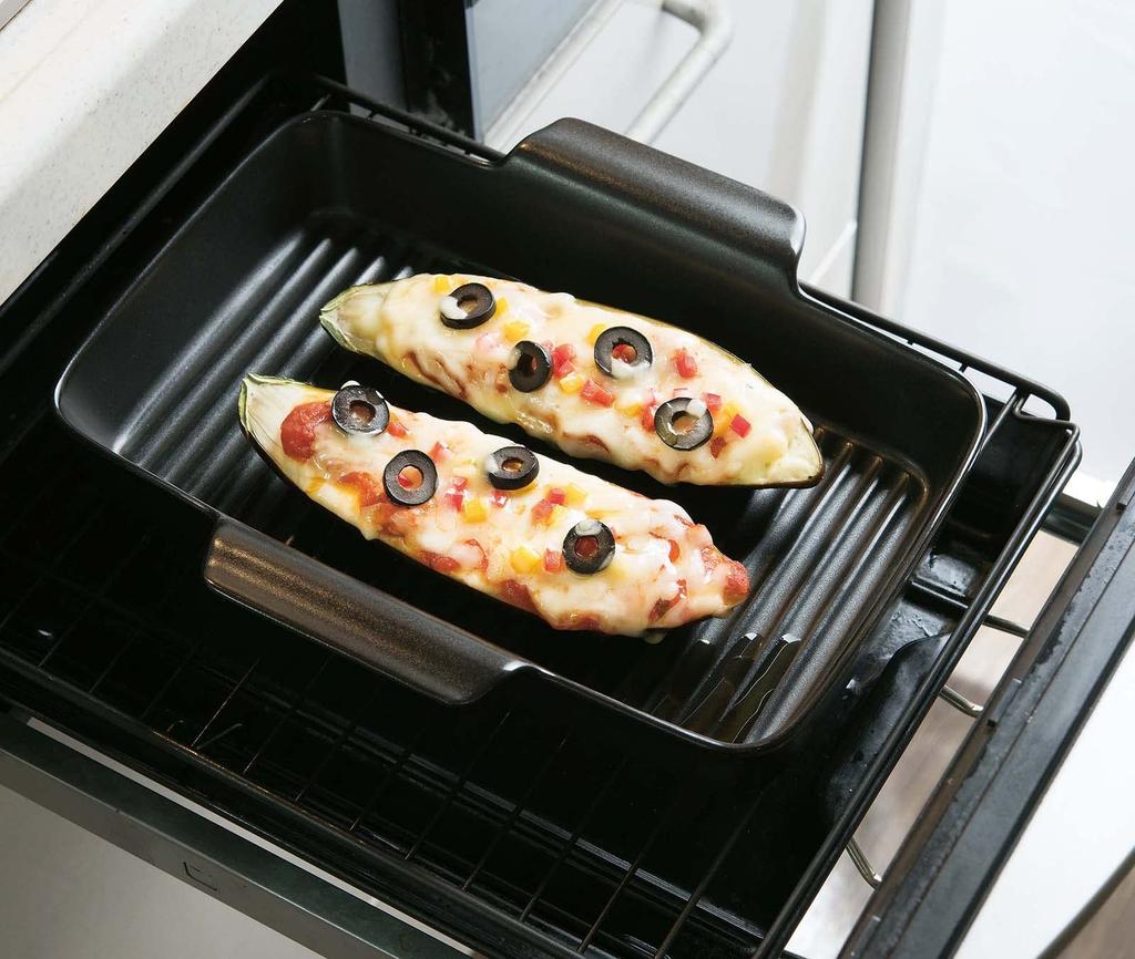 Santo Grill Pan, Black, 25.5cm, Banko Ware, with Handle, Ceramic Grill Plate, 17049