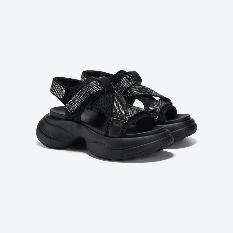 Летние повседневные сандалии со стразами на толстой подошве женские римские повседневные сандалии для улицы повышающие комфорт легкие спортивные сандалии на плоской подошве