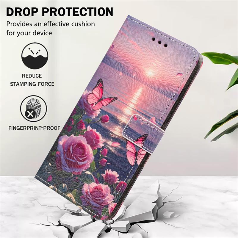 Чехол с рисунком «Закат» для Xiaomi Redmi Note 15/Note 14/Note 13 Pro+ Кошелек Кожаный Чехол-Обложка