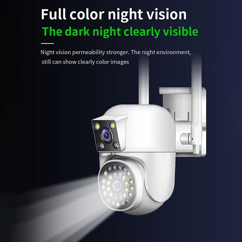 Наружная камера видеонаблюдения с двойным объективом 4K, домашняя камера видеонаблюдения, беспроводная Wi-Fi IP-камера, поддержка двустороннего аудио, встроенный микрофон