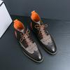 Мужские повседневные кожаные туфли с высоким верхом, горячая распродажа, классические мужские ботильоны, британский стиль, деловые туфли-броги, базовые ботинки для отдыха и прогулок