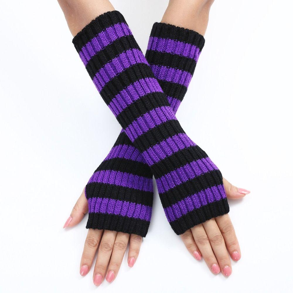 Half Finger Long Wrist Gloves Knitted Ankle Wrist Sleeves Goth Elbow Mittens  Autumn Winter