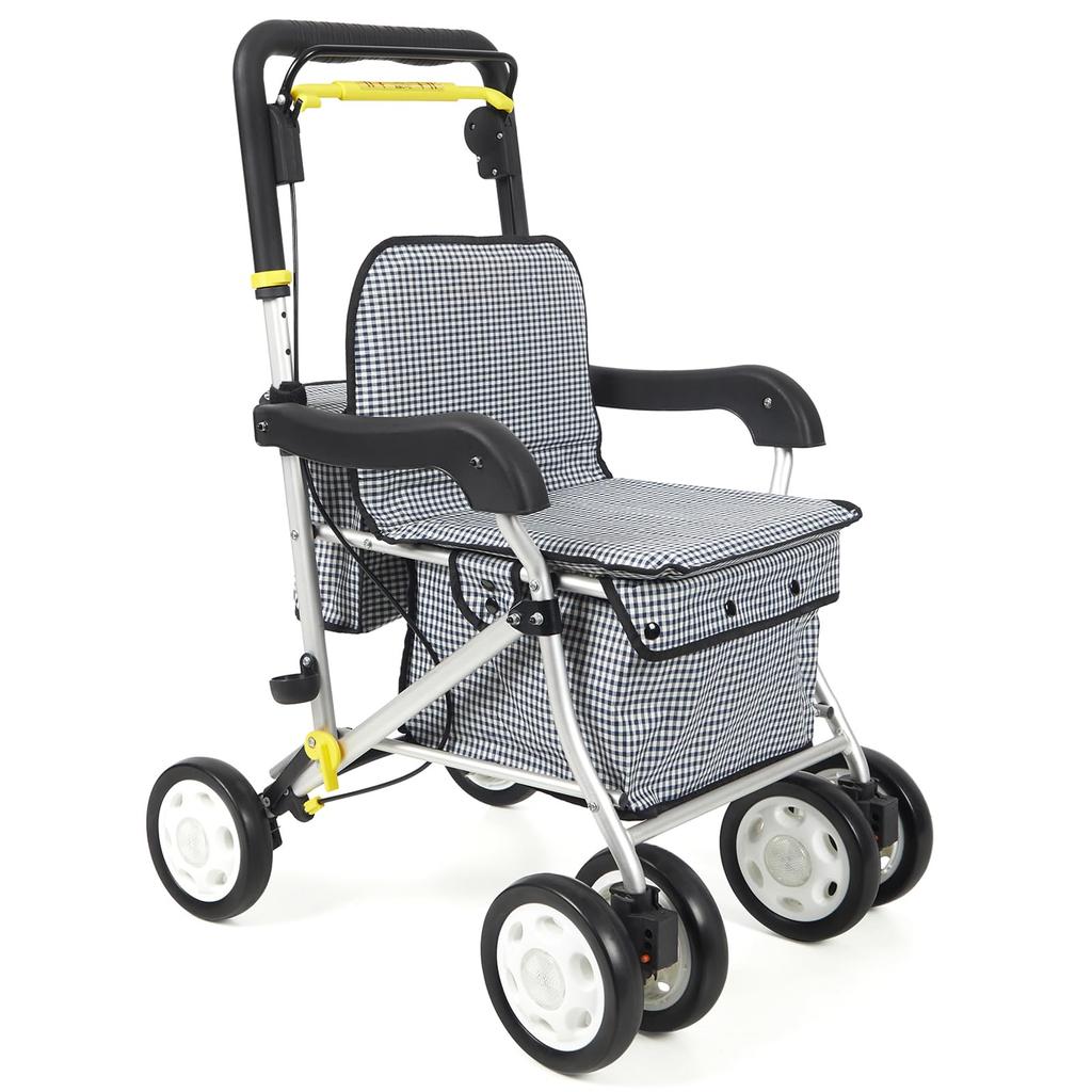 PIPIMOTO Silver Car Shopping Shopping Высота держателя трости для пожилых людей Can Nursing Care Складная тележка для покупок Решетчатая тележка, тележка, ручная тележка,