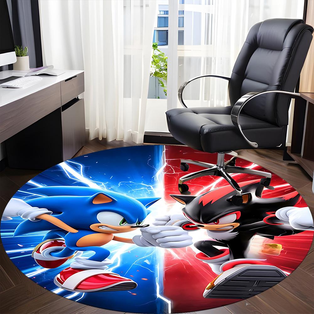 1 шт. Круглый коврик для офиса Sonic, Нескользящий, Мягкий и прочный офисный коврик для декора интерьера, Идеально подходит для офиса, Красивое украшение