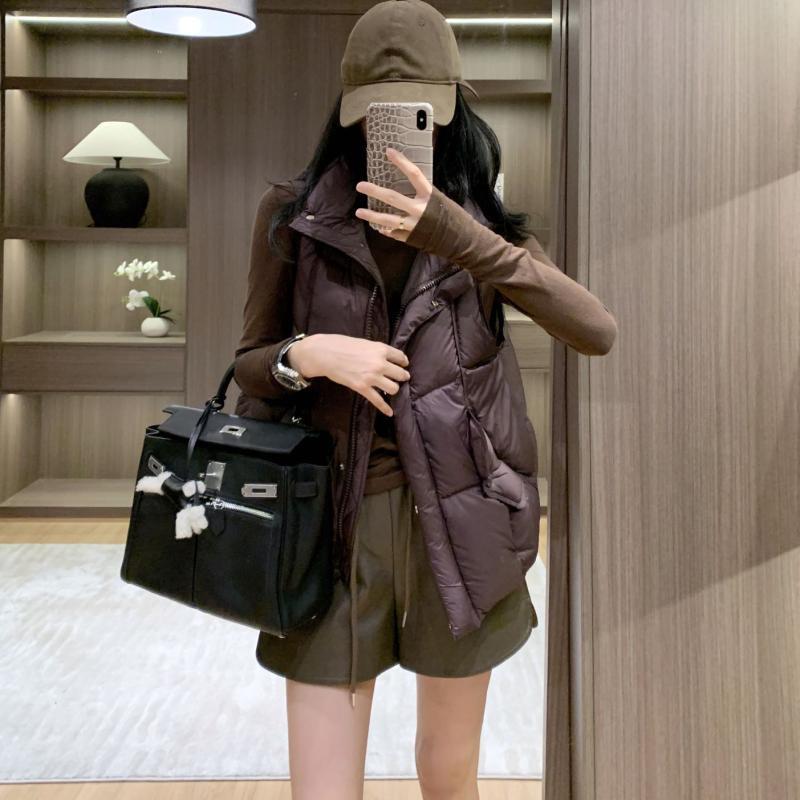Fashion down vest women's 2024 autumn and winter stand-up collar lightweight thickened vest outer wear loose vest tide