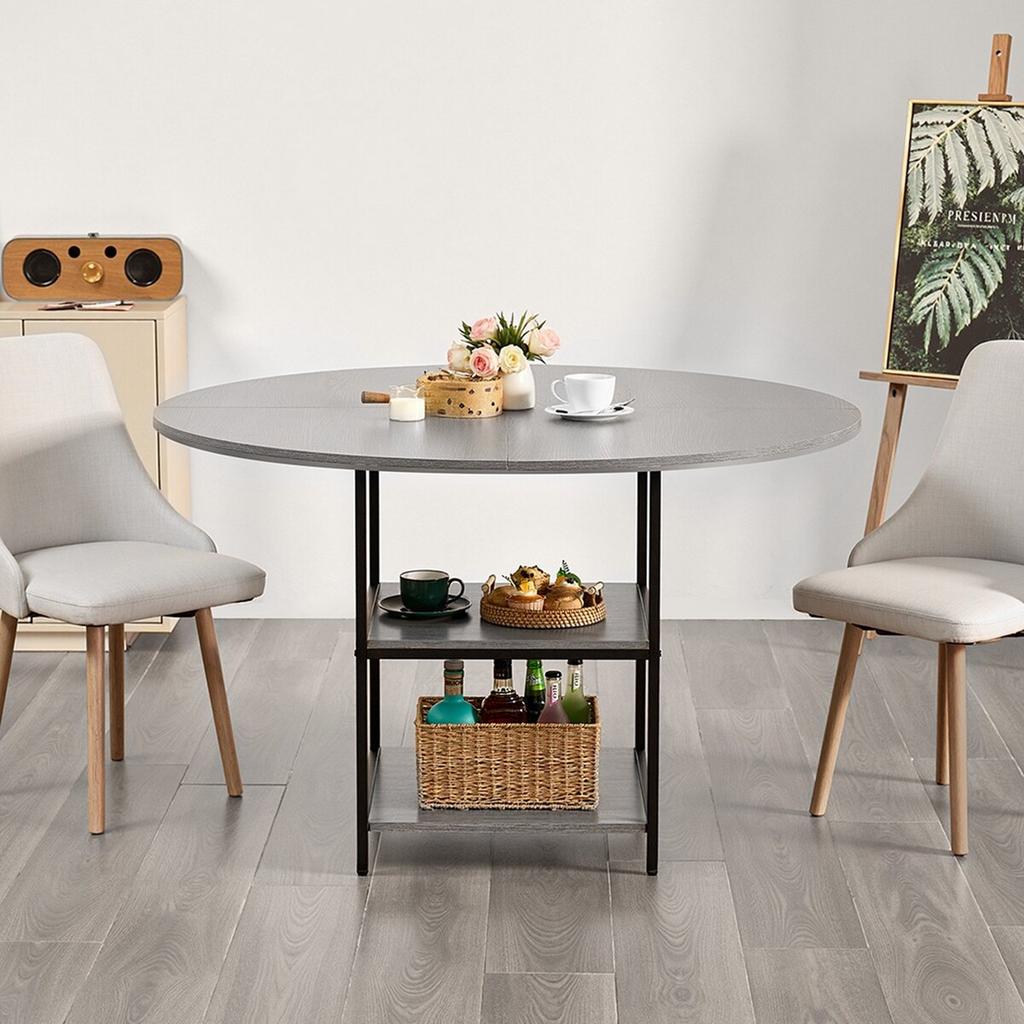 47 in Round Dining Table Wood Kitchen Table for 2-4 Person (Only Table)