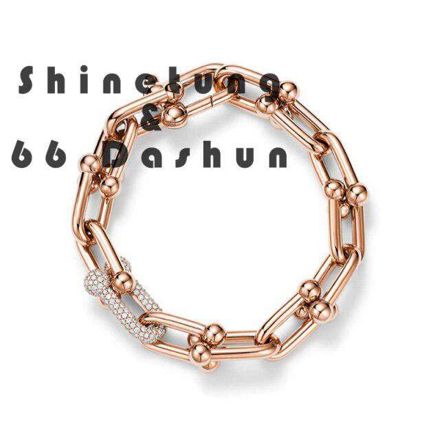 Браслет-цепочка Shinetung Trend с бриллиантами для мужчин и женщин, роскошные ювелирные изделия в подарок с логотипом T-цепочка высокого качества