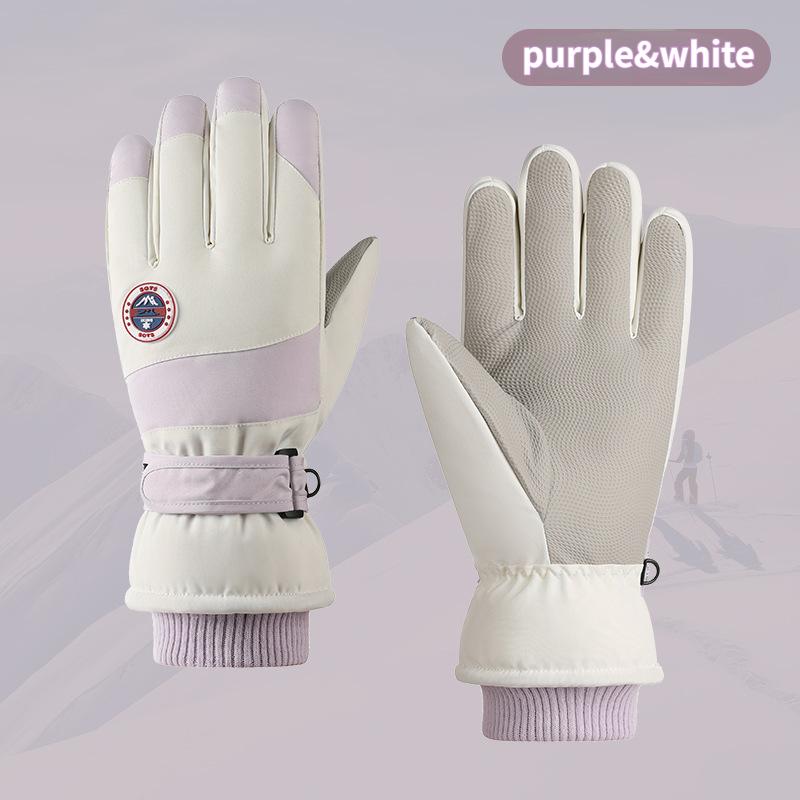 Зимние теплые плюшевые и толстые лыжные перчатки для студенток, уличные электрические велосипеды для езды на морозоустойчивом сенсорном экране, водонепроницаемые для женщин