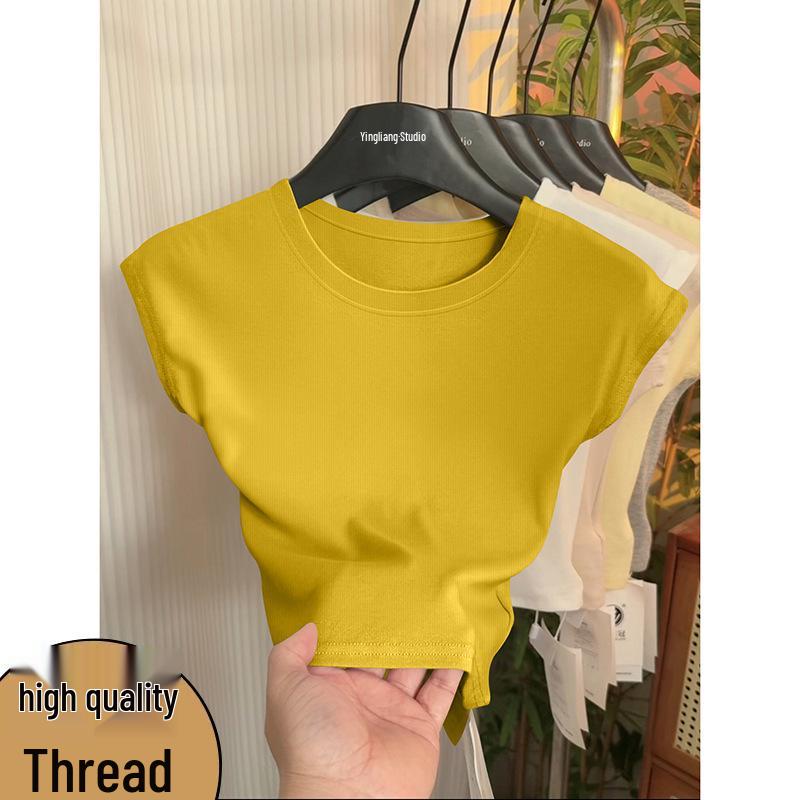 Женская облегающая футболка в корейском стиле с пышными рукавами – Новинка Весна/Лето 2026