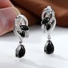 Темпераментные женские ювелирные изделия в форме капли, черный камень, серьги-капли для женщин, серьги серебряного, золотого цвета, вечерние серьги, подарок на день рождения, ювелирные изделия