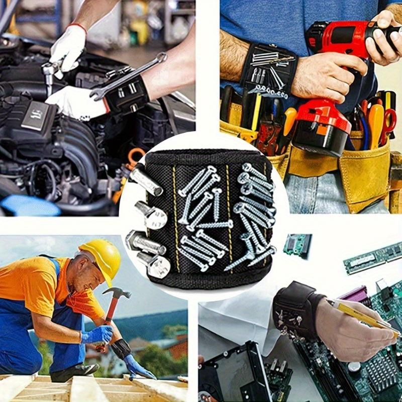 Magnetic Tool Holder Wristband - Adjustable, Heavy-Duty Fabric with Embedded Magnets, Portable Handyman Accessory