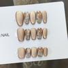 Pure Hand-made Phototherapy Wear Nail Tablets Milk Tea Cat Eye Wear Nail Finished Product Reusable Nail Art