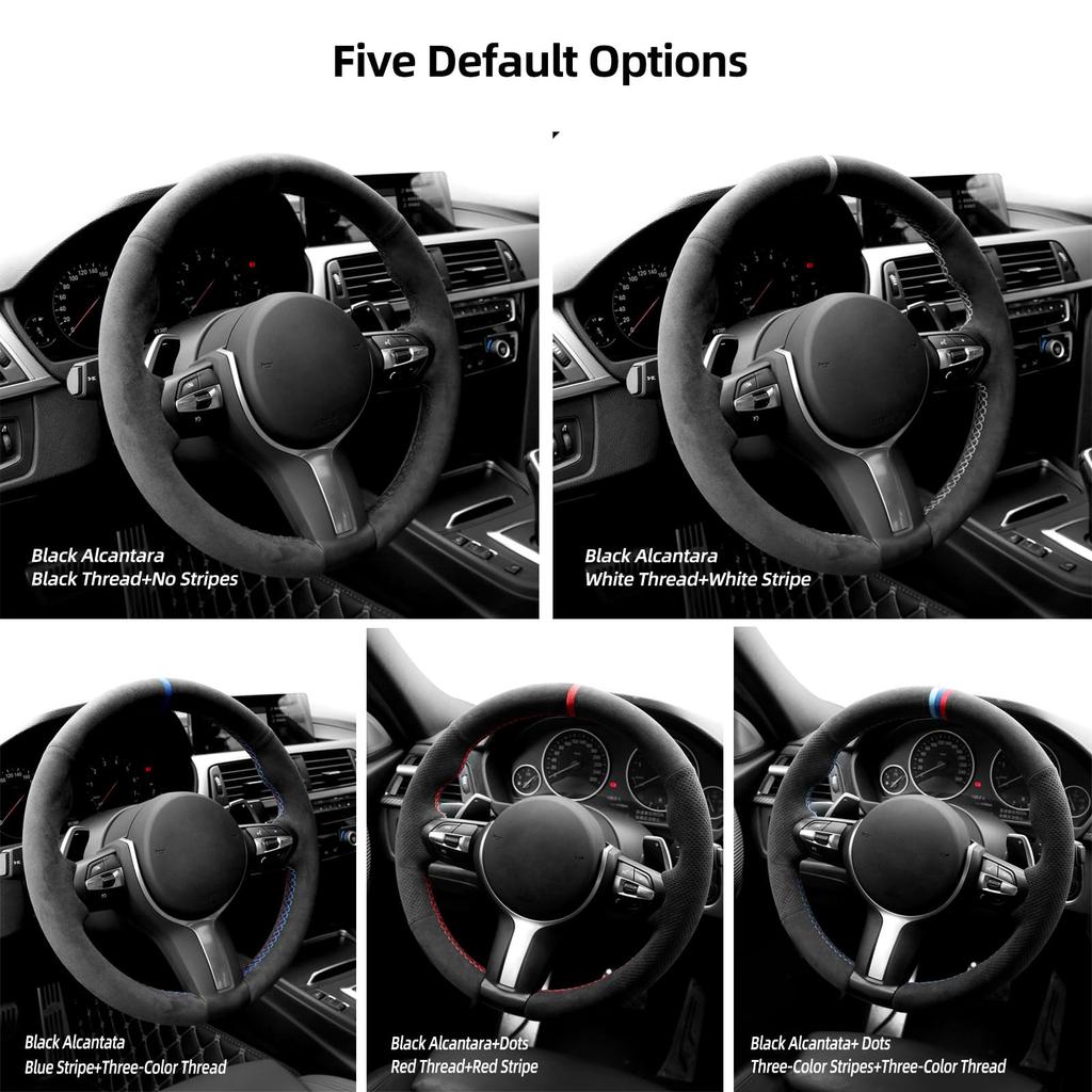 Alfanxi Чехол на руль из алькантары ручной работы для BMW F30 F31 F34 F10 F11 F07 F12 F13 X3 X4 X5 X6 F16 F20 F21 M135I 140I X1 X2 (Красная полоса)