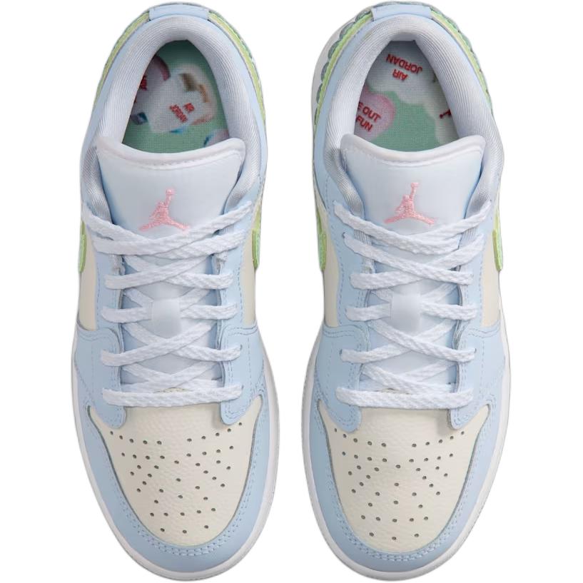 Jordan Детские баскетбольные кроссовки Air Jordan 1 Low Бежево-синие Унисекс IB7113-403
