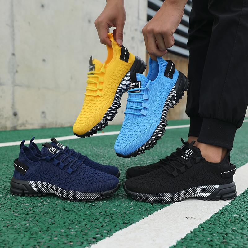 Мужские летние повседневные спортивные кроссовки Дышащие легкие на шнуровке Сетчатые для улицы Бега Однотонные На шнурках Атлетические для пробежек Тенниса Ходьбы