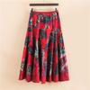 Spring Summer Fashion Women's Cotton Linen High Waist Slim Half Length Temperament Check Print Swing Skirt Plus Size