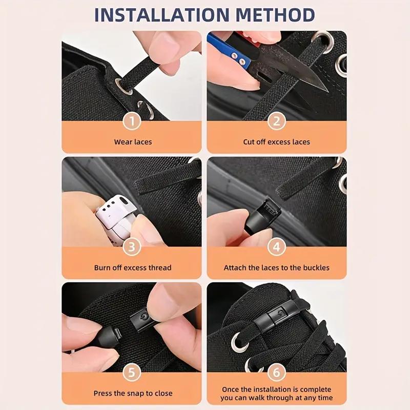 1 пара шнурков с застежкой-переключателем без завязывания, эластичная пряжка для шнурков без завязывания