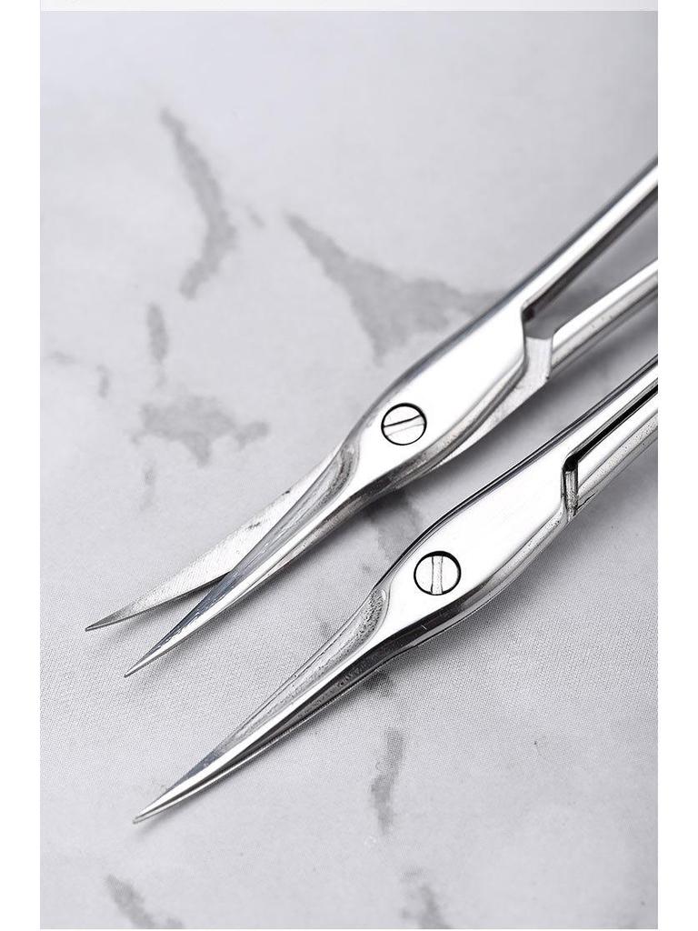 Набор изогнутых кусачек и ножниц для кутикулы из нержавеющей стали с короткой ручкой