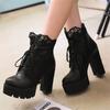 Модная обувь Женские мотоботы Осень Зима Женские ботинки 2026 Стильные женские ботильоны На шнуровке Высокий каблук Платформы Сексуальные боты Белые
