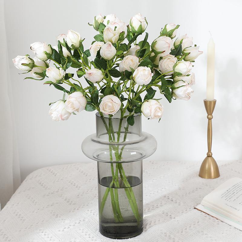European retro roasted edge rose simulation flower home decoration fake flower wedding bouquet burnt edge simulation rose