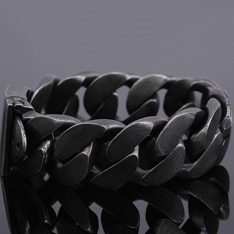 Мужские браслеты дружбы шириной 24 мм, тяжелый черный мужской браслет из нержавеющей стали с пряжкой ремня, звено цепи, металлические украшения