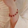 Red Agate Four-Leaf Clover Bracelet for Women—Unique Gift for Friends and Lucky Charm Design