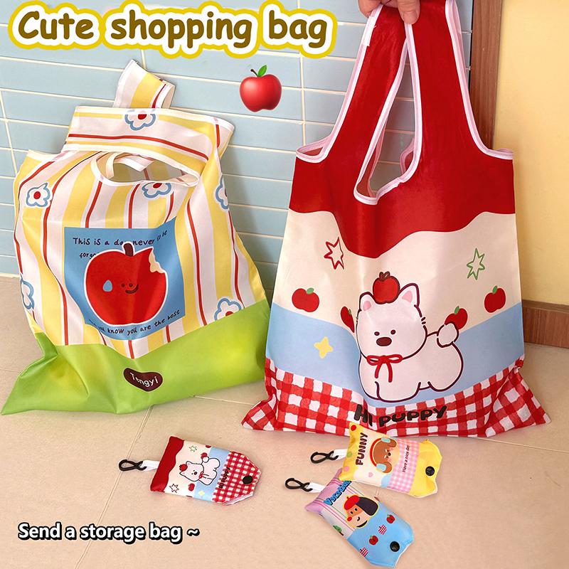 Милая мультяшная сумочка Портативная Новинка Многоразовая хозяйственная сумка Складная сумка-тоут Мешочек Большая вместимость Сумки через плечо Подарок для девочек