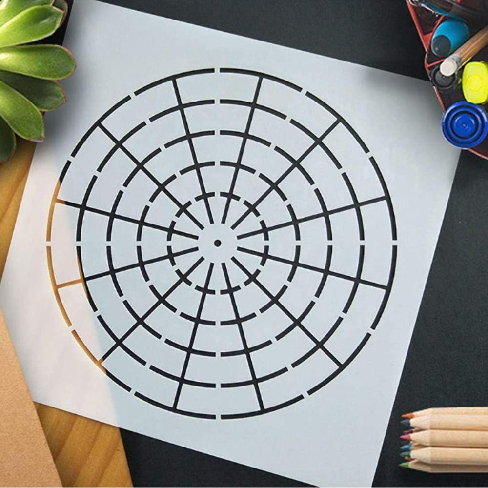 6Pcs White Dot Painting Tool 8/12/16 Segment Stencils Creative Target Pattern  DIY Painting
