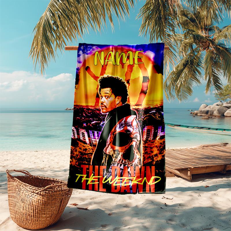 Personalized customized proof beach towel with The Weeknd pattern - soft, absorbent,quick-drying,perfect swimming,camping&bathing