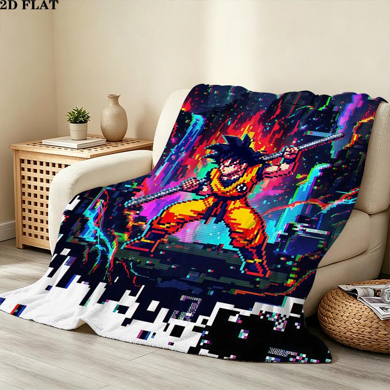Goku Printed Flannel Blanket, soft throw for bedroom sofa, washable, Christmas present, great gift.
