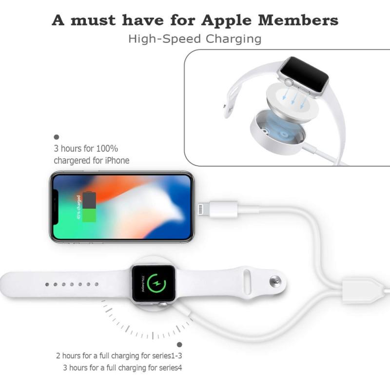 Беспроводное зарядное устройство 2 в 1 для Apple Watch Series 1 2 3 4 USB-магнитный зарядный кабель длиной 3,3 фута/1 метр