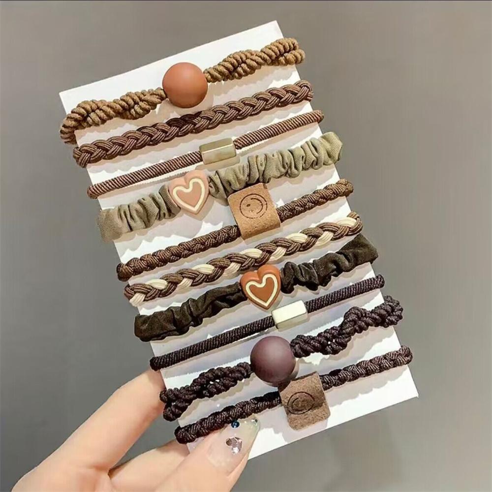 5/10/20 шт. Набор простых резинок для волос, плетеная веревка для волос, декор в виде сердца, резинки-скранчи, эластичные держатели для хвостика, аксессуары для волос для женщин