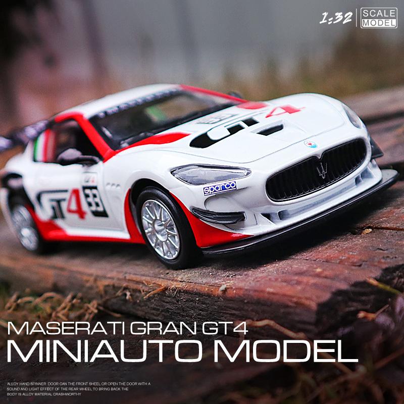 1/32 Maserati GranTurismo MC GT4 Модель легкосплавного автомобиля с инерционным механизмом, звуком и светом, детская подарочная коллекция, литая игрушечная модель