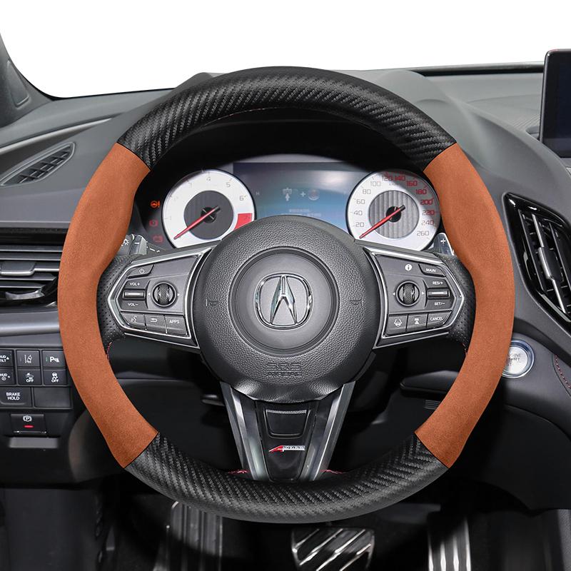 zkfan8 Suitable for Acura Suede Matte Carbon Fiber Texture Steering Wheel Cover Suitable for Mdx Rsx Integra Tl 2009 Ilx Rl Rdx 