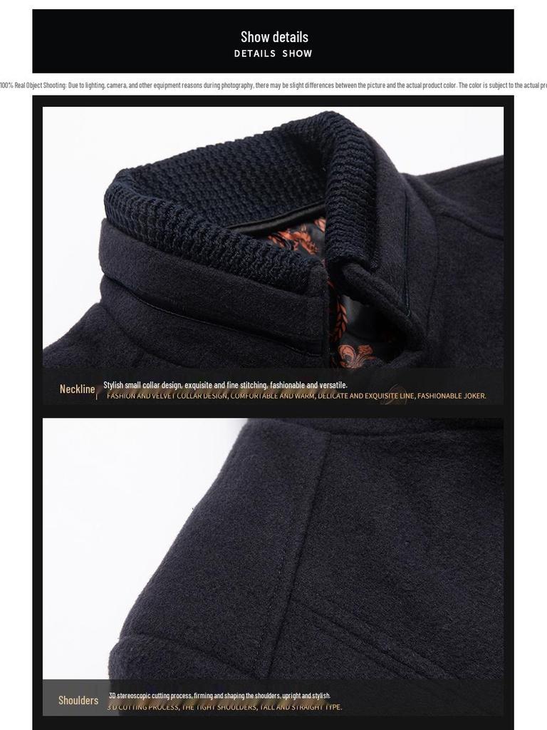 Мужское шерстяное пальто с двойным лацканом - Модная осенне-зимняя верхняя одежда