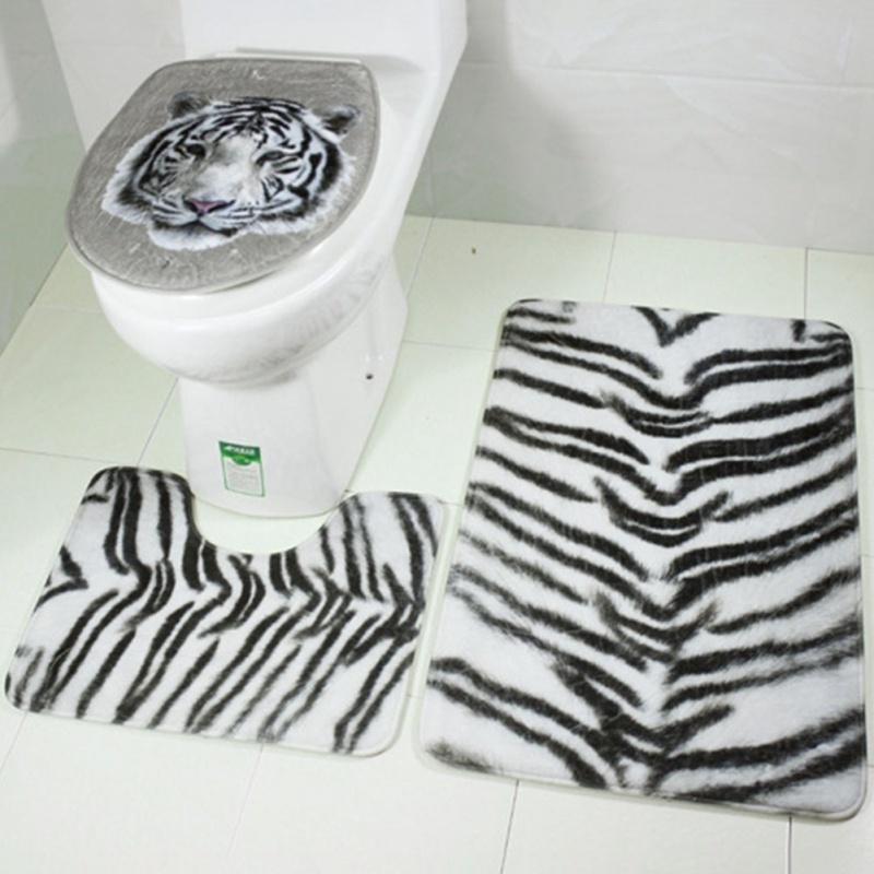 3 шт./компл. коврик на пьедестале с 3D животным принтом + крышка для унитаза + коврик для ванной, комплект ковров