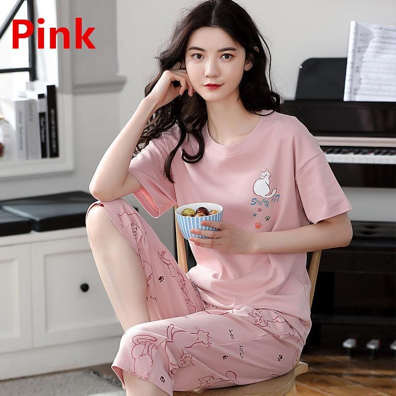 Women's Sets Cute Cartoon Print Pajamas Fashion Casual Home Service Short-sleeved Shorts 2PCS Femme Sleepwear Plus Size