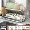 Zhi Shi Нержавеющая сталь Двухъярусная Складная Сушилка для посуды