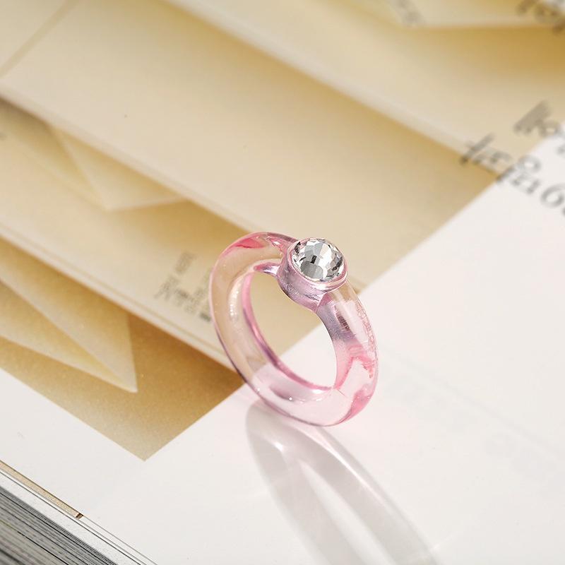 iF ME Корейские прозрачные акриловые кольца с бриллиантами, модные кольца на палец ярких цветов, женские ювелирные аксессуары, подарок