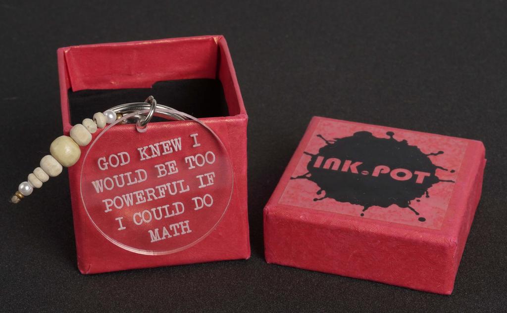 Inkdotpot Funny Keychain God Knew I Would Be Too Powerful If I Could Do Math Acrylic Engraved Keychain Novelty