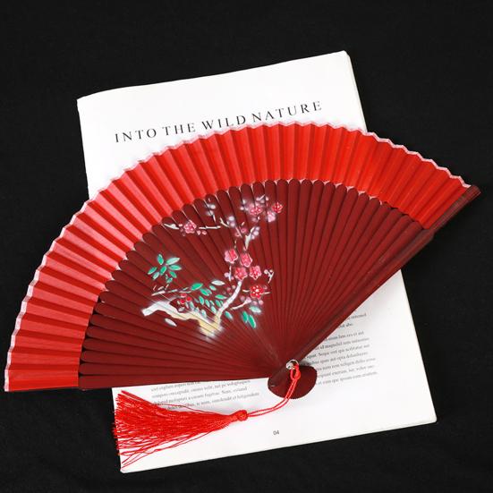 Бамбуковый складной веер с кисточками в китайском стиле, портативный летний ручной веер, украшение для танцевального выступления, реквизит, аксессуары для костюмов для вечеринок