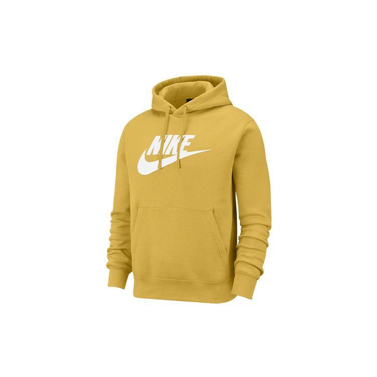 Nike Худи с принтом Club Fleece, пуловер, мужское худи, закатно-желтое, BV2974-761
